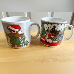 Grant Howard Mugs Pair/2 “Mom” & “Dad” Bears Christmas Winter Holiday VTG‎ READ